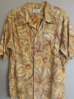 VTG 70's SURF LINE Sun Surf Hawaii Vintage Yellow Patterned Button-Up Shirt